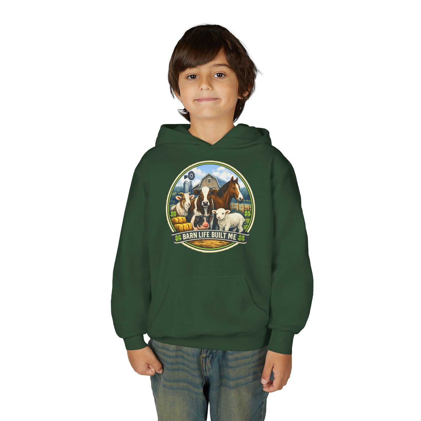BARN LIFE BUILT ME - Large Animals - Youth Hoodie