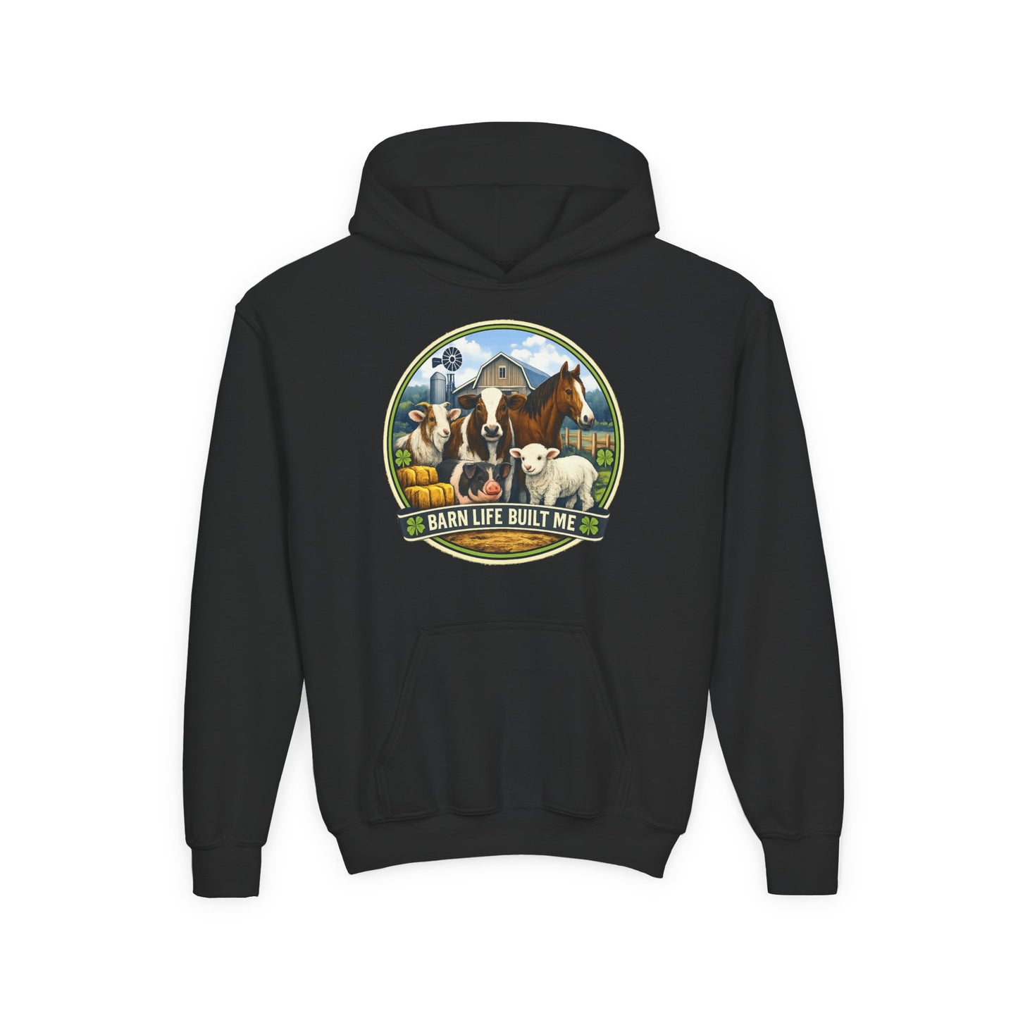 BARN LIFE BUILT ME - Large Animals - Youth Hoodie
