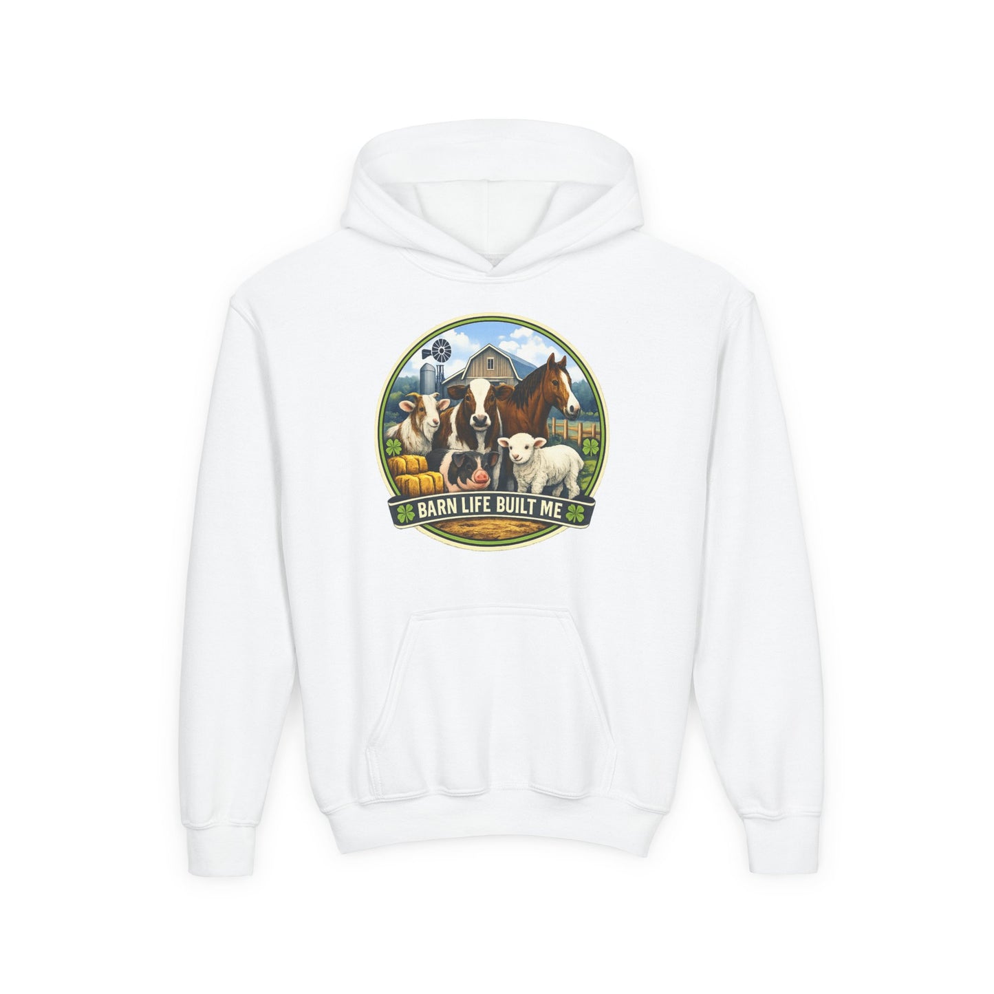 BARN LIFE BUILT ME - Large Animals - Youth Hoodie