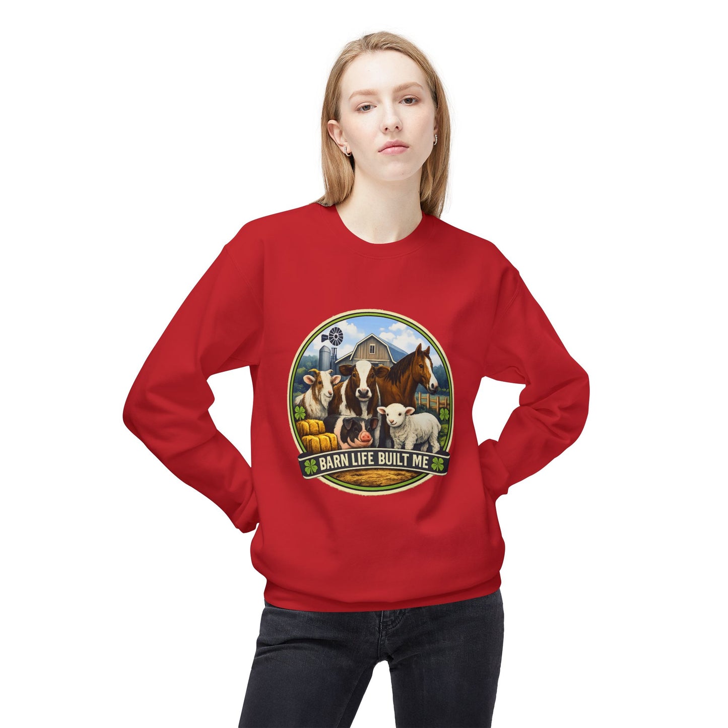 BARN LIFE BUILT ME - Large Animals - Crewneck Sweatshirt