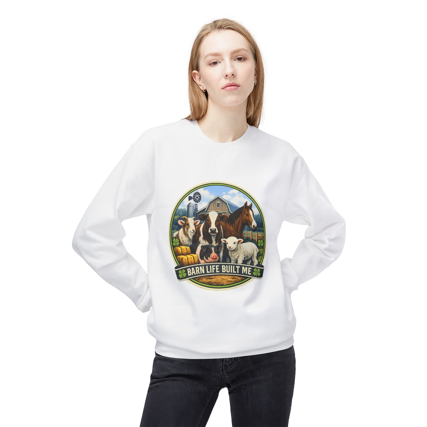 BARN LIFE BUILT ME - Large Animals - Crewneck Sweatshirt