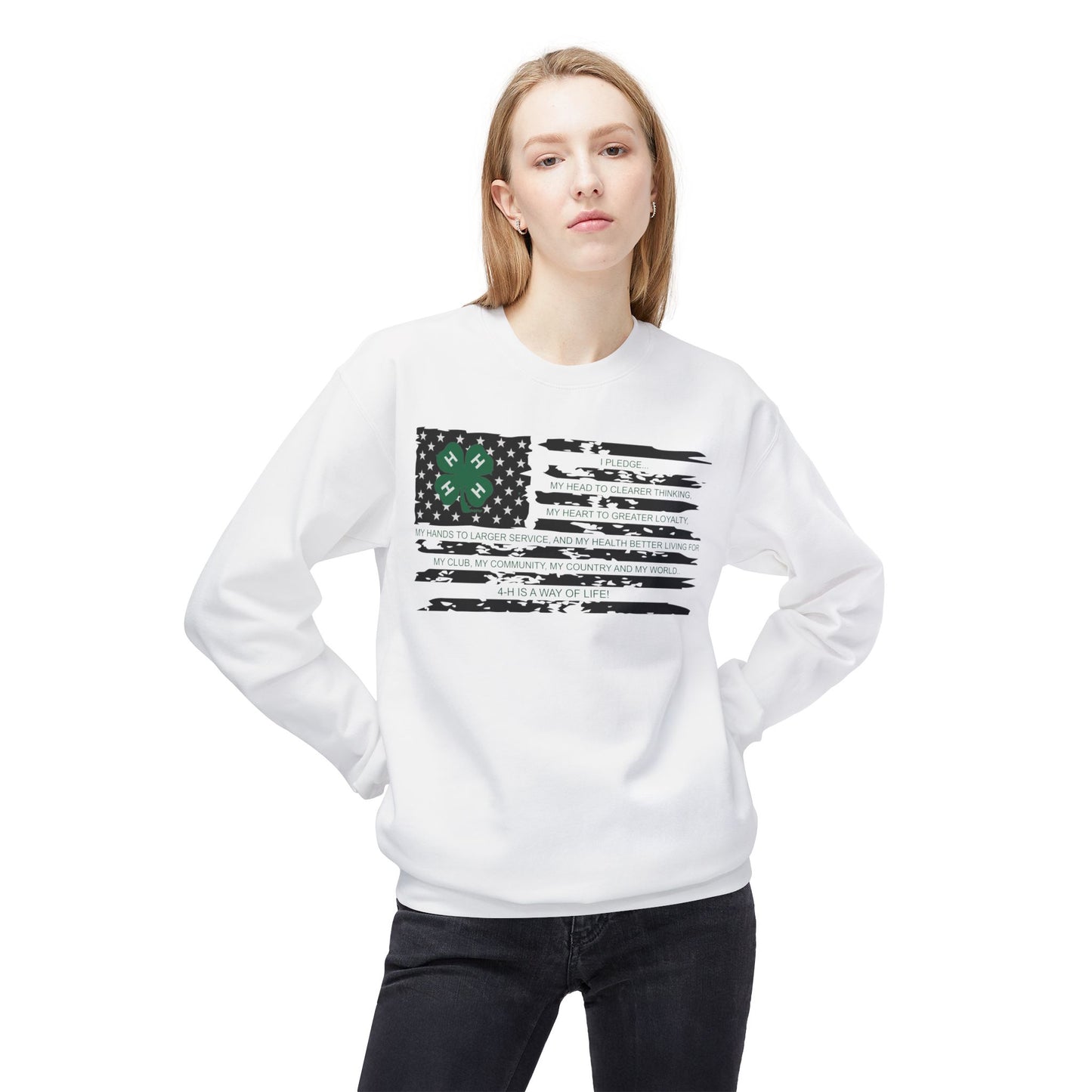 4=H PLEDGE American Flag - Crewneck Sweatshirt