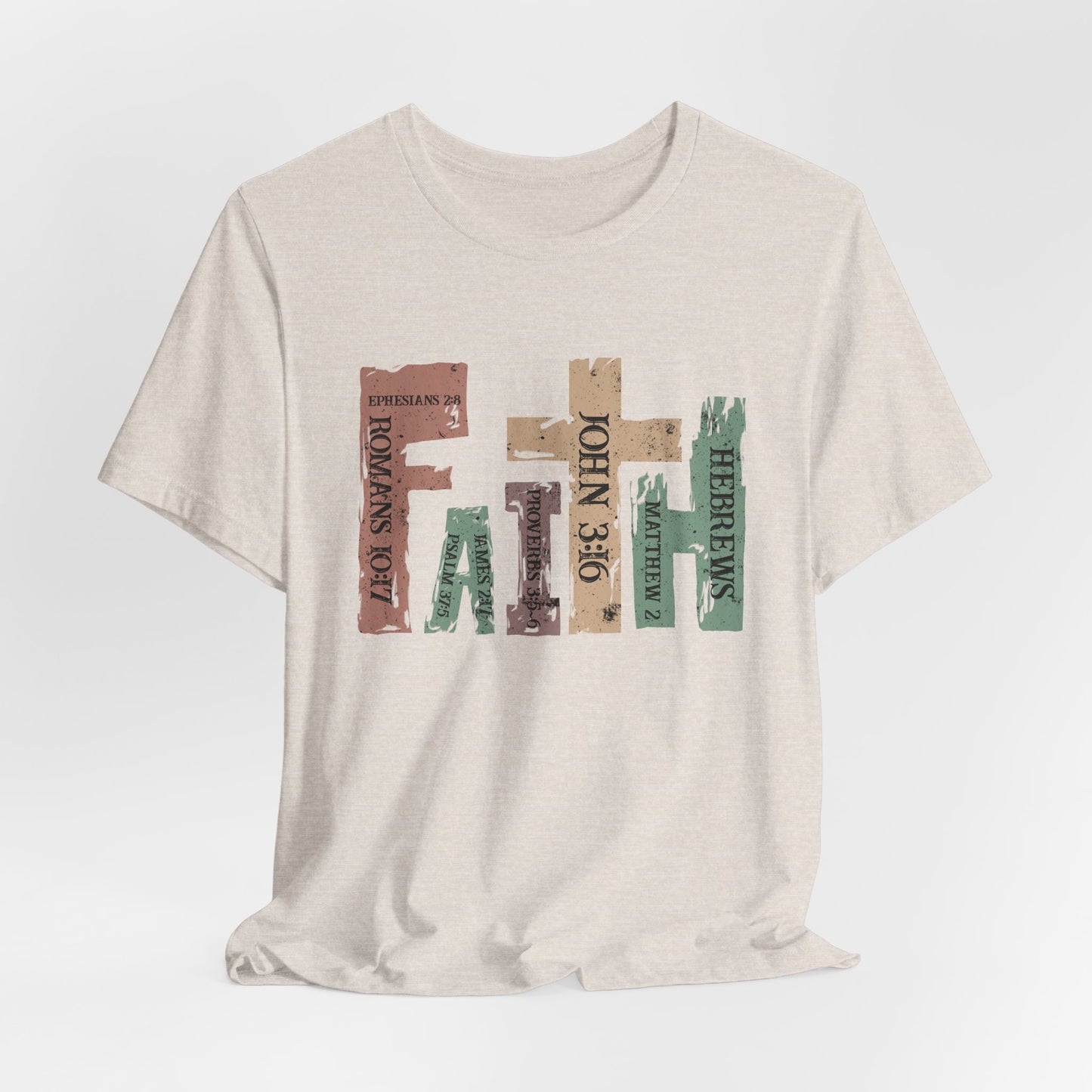 Faith Graphic Tee — "John 3:16" Rustic Cross Bible Verse T‑Shirt (Bella & Canvas)