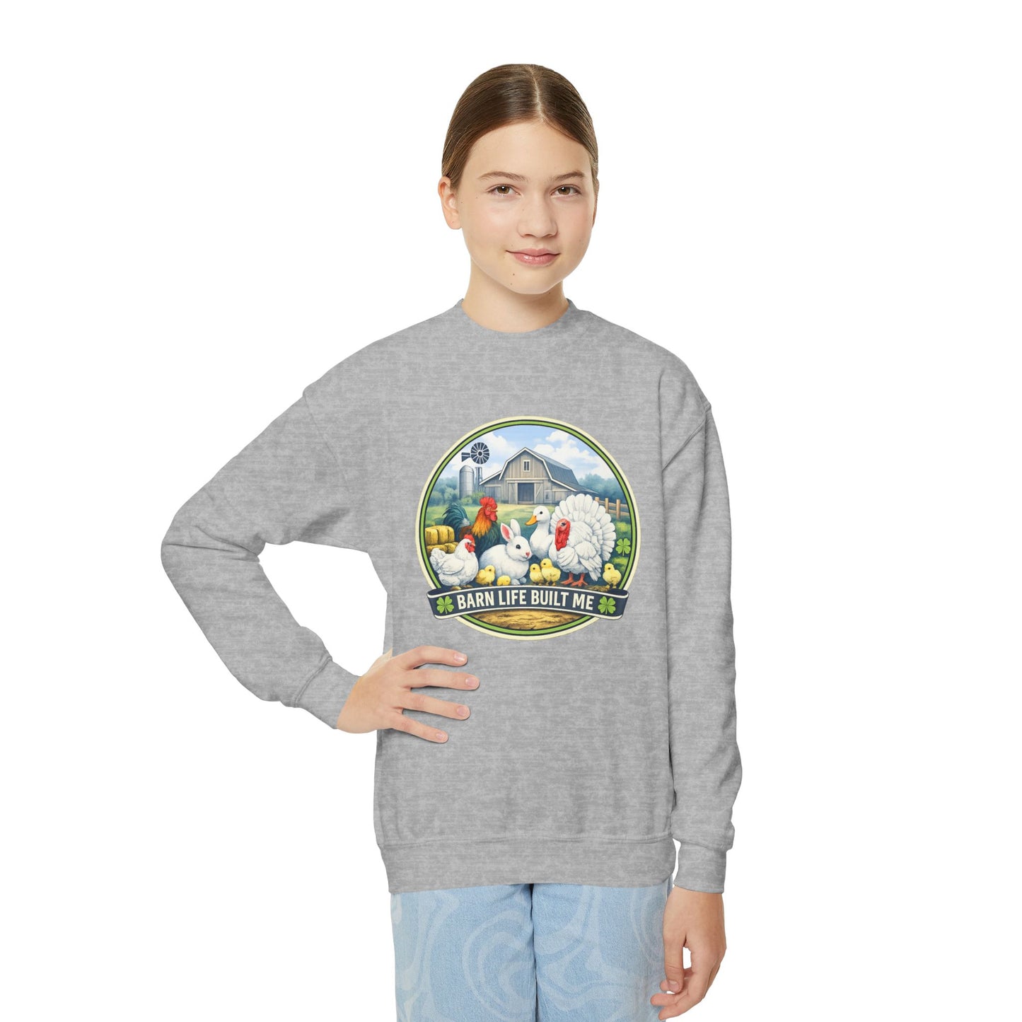 BARN LIFE BUILT ME - Small Animals - Youth Crewneck Sweatshirt