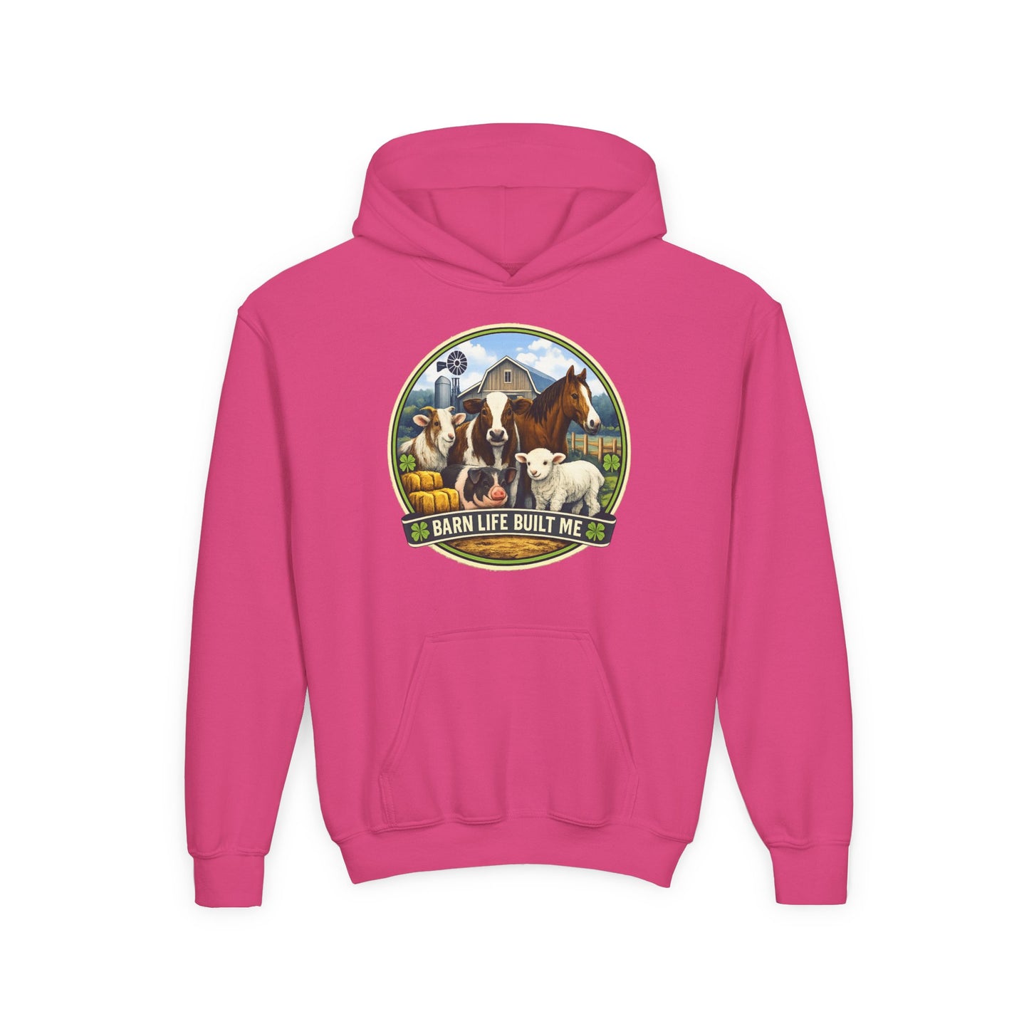 BARN LIFE BUILT ME - Large Animals - Youth Hoodie