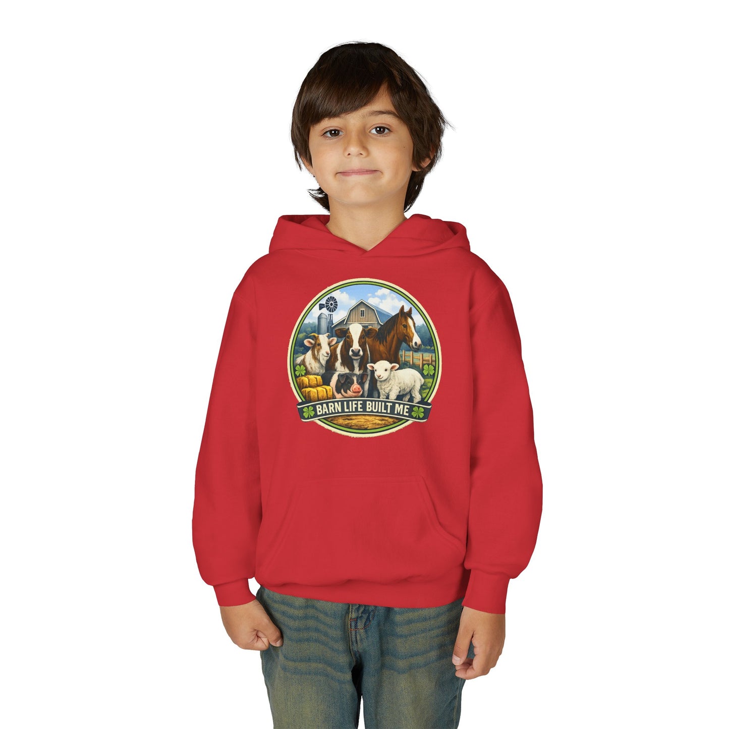 BARN LIFE BUILT ME - Large Animals - Youth Hoodie