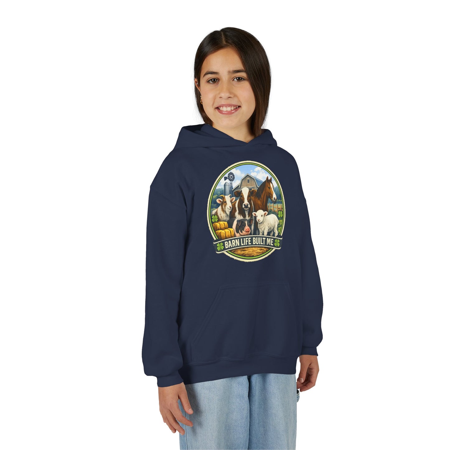 BARN LIFE BUILT ME - Large Animals - Youth Hoodie