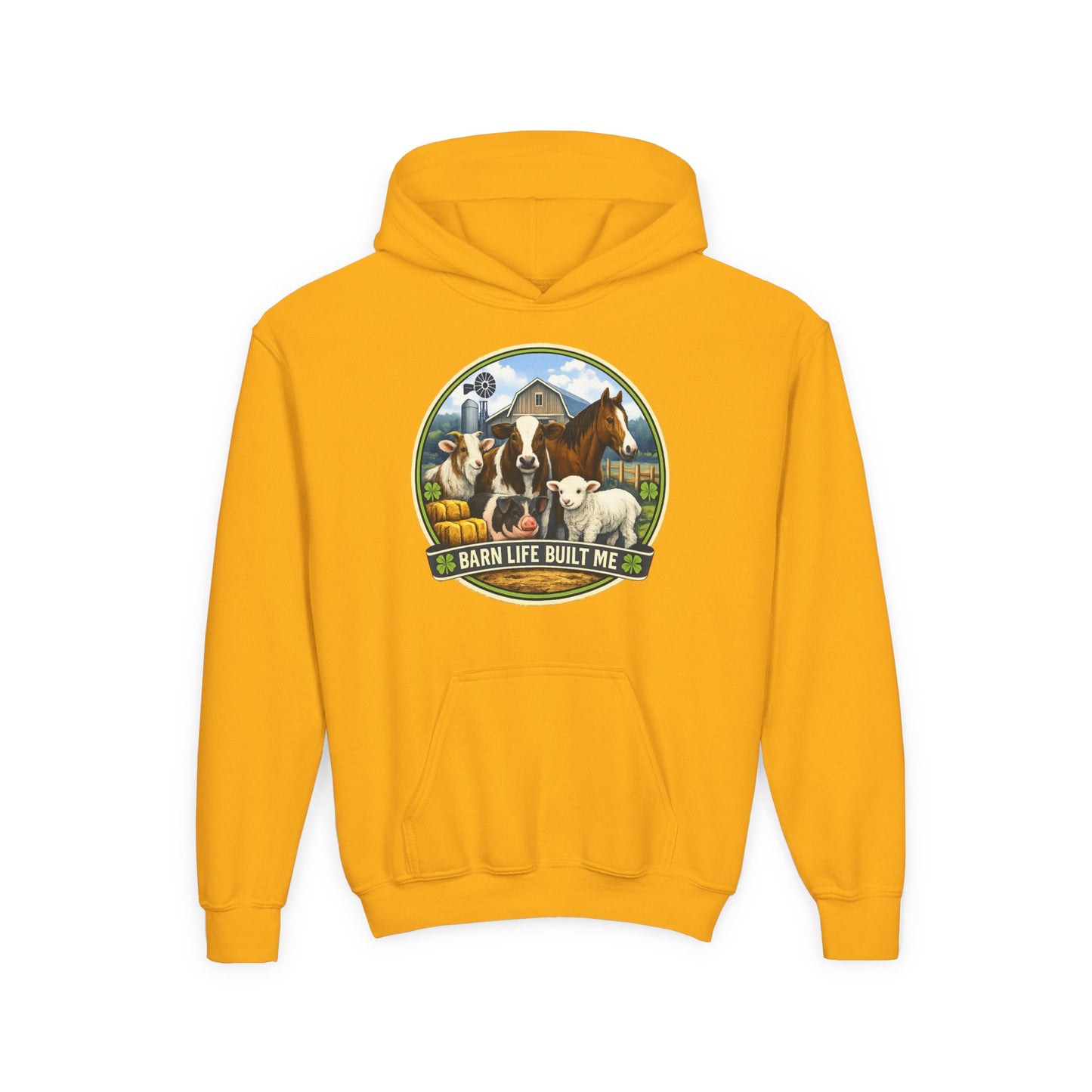 BARN LIFE BUILT ME - Large Animals - Youth Hoodie