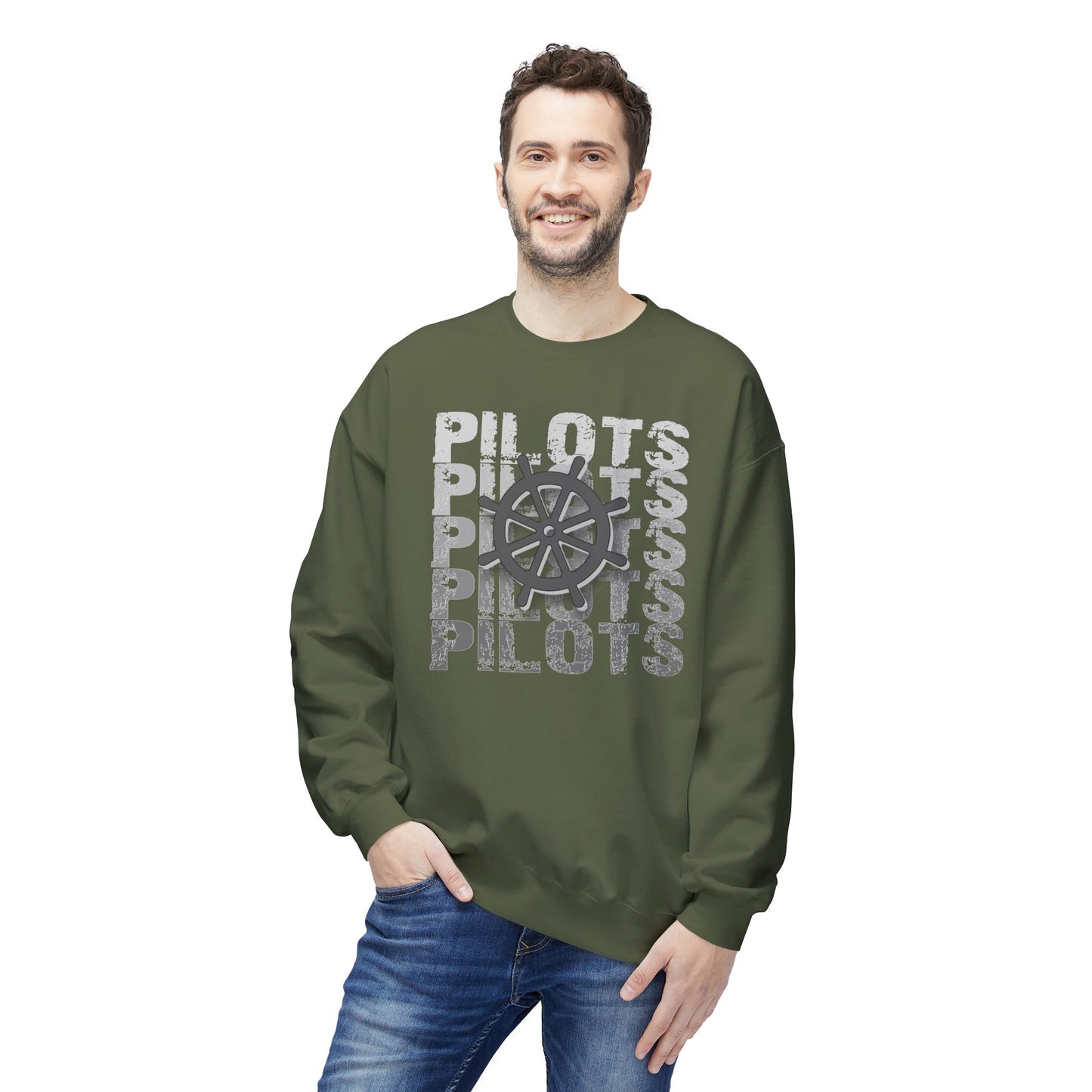 Pilots Stacked Wheel Crewneck Sweatshirt