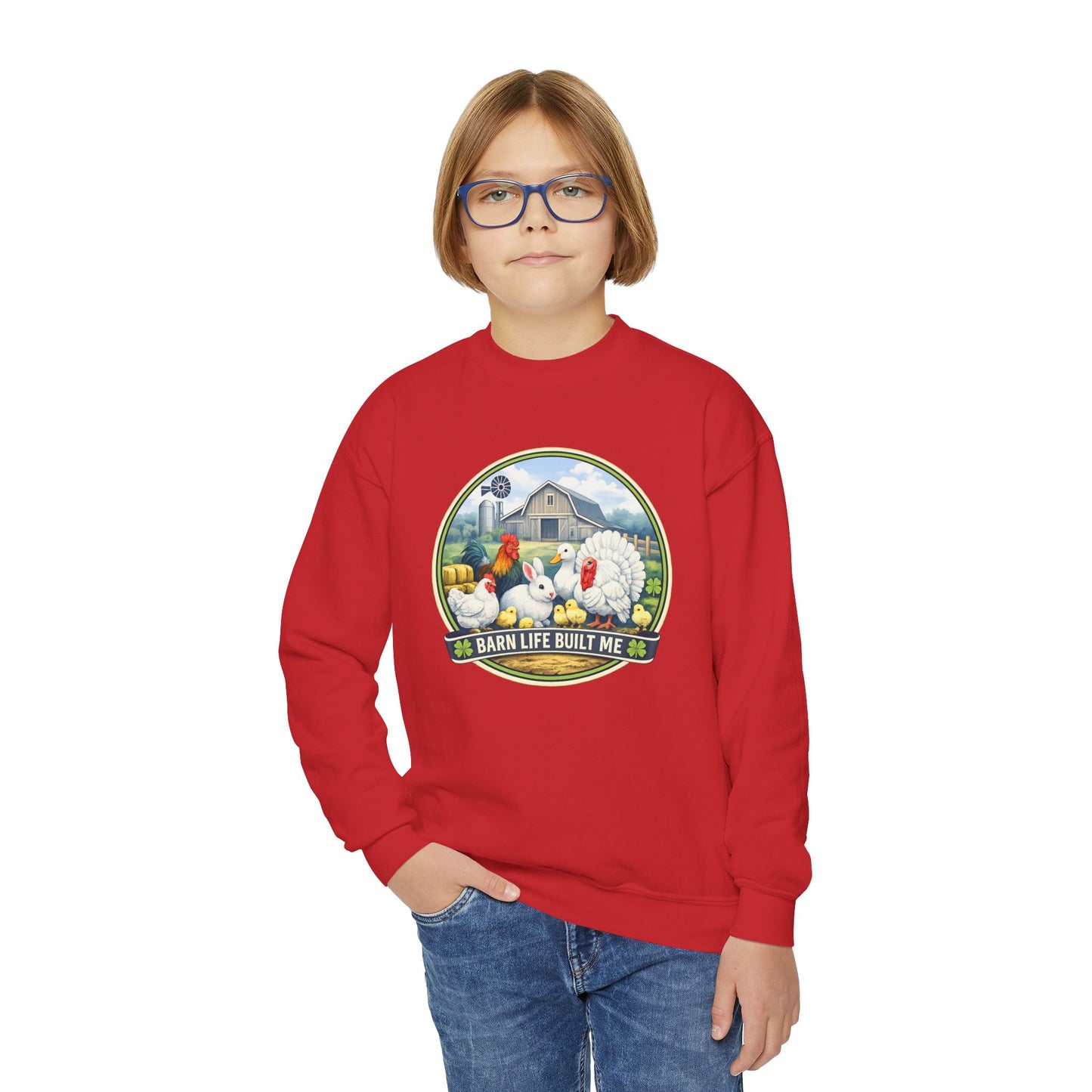 BARN LIFE BUILT ME - Small Animals - Youth Crewneck Sweatshirt