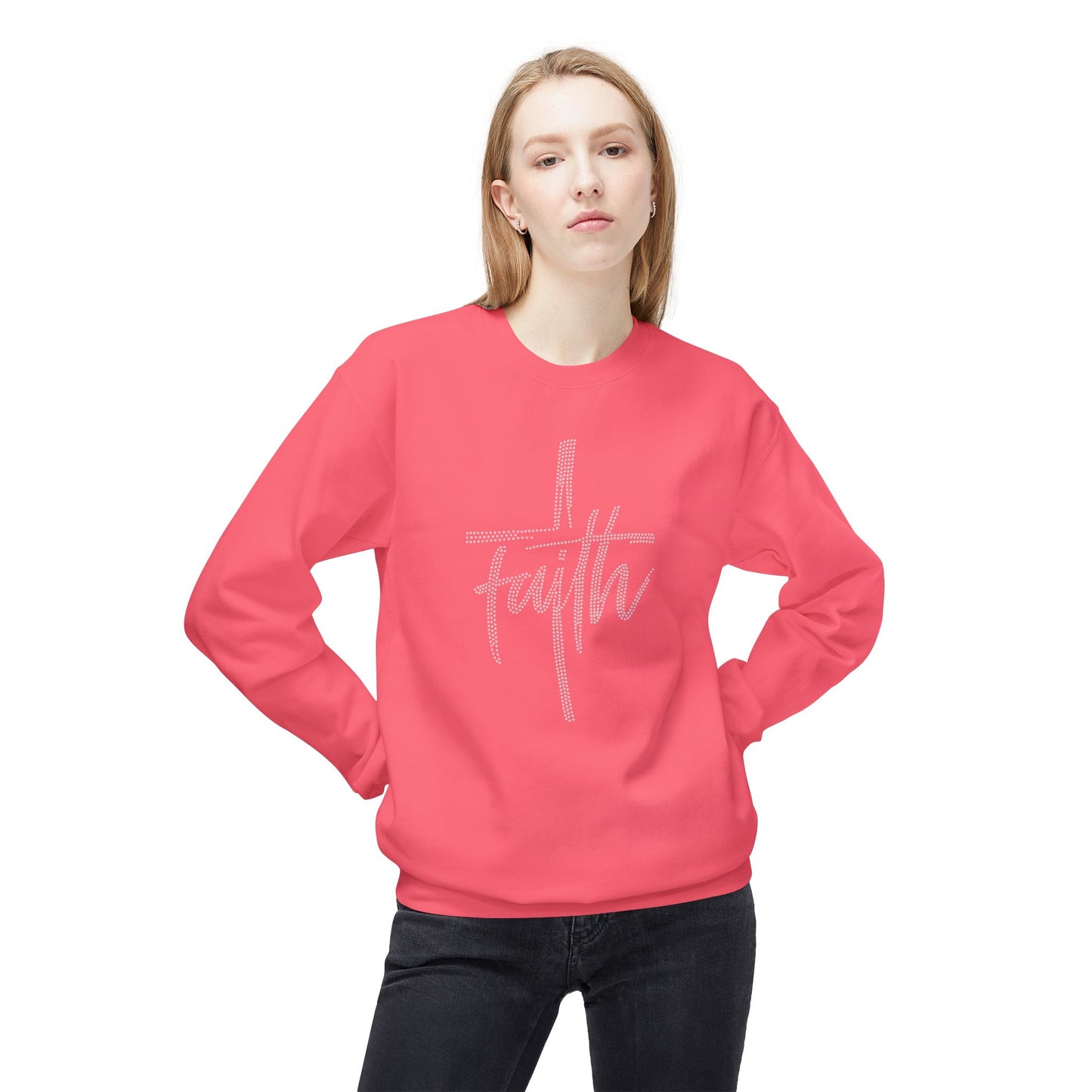 Faith Cross Crewneck Sweatshirt — Rhinestones