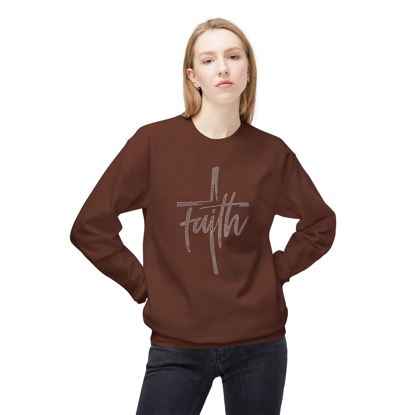Faith Cross Crewneck Sweatshirt — Rhinestones