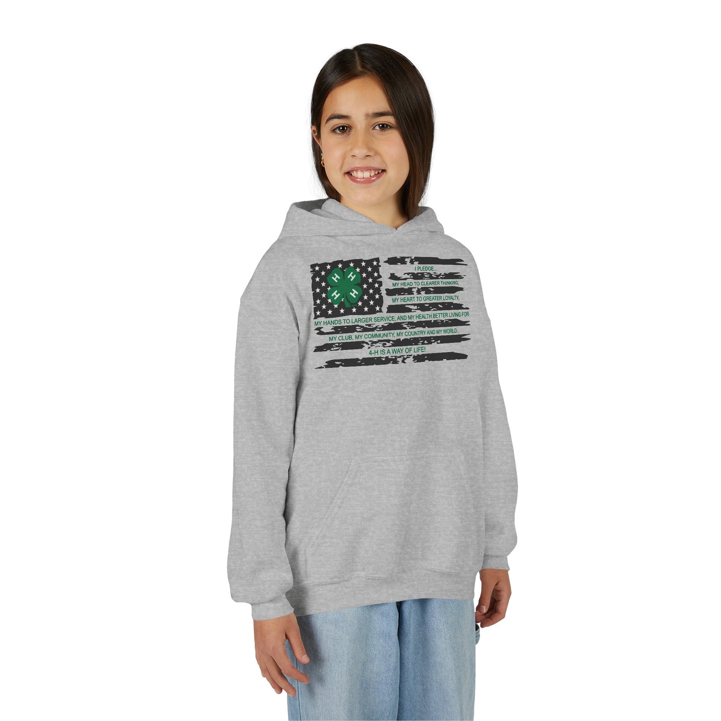 4-H PLEDGE American Flag - Youth Hoodie