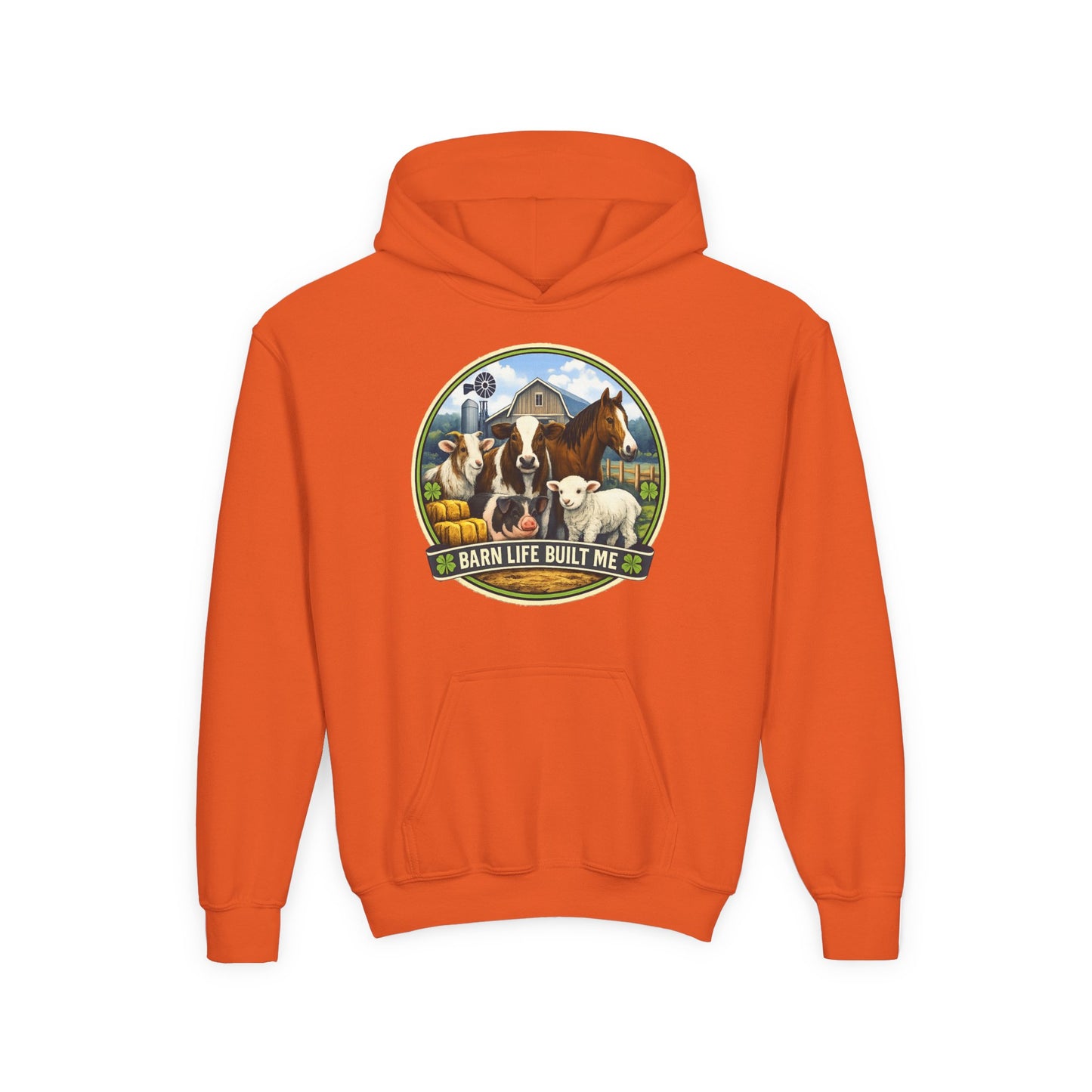 BARN LIFE BUILT ME - Large Animals - Youth Hoodie
