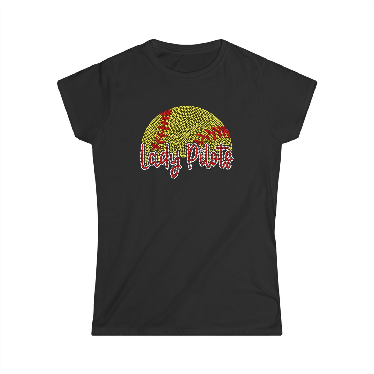 Lady Pilots Softball Women's Tee — Rhinestones
