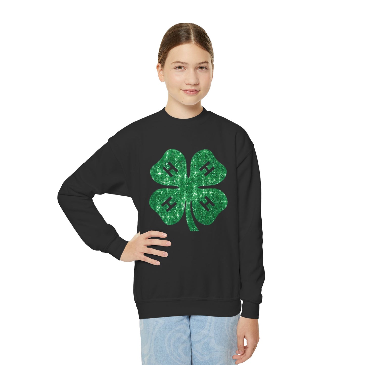 4-H GLITTER - Youth Crewneck Sweatshirt