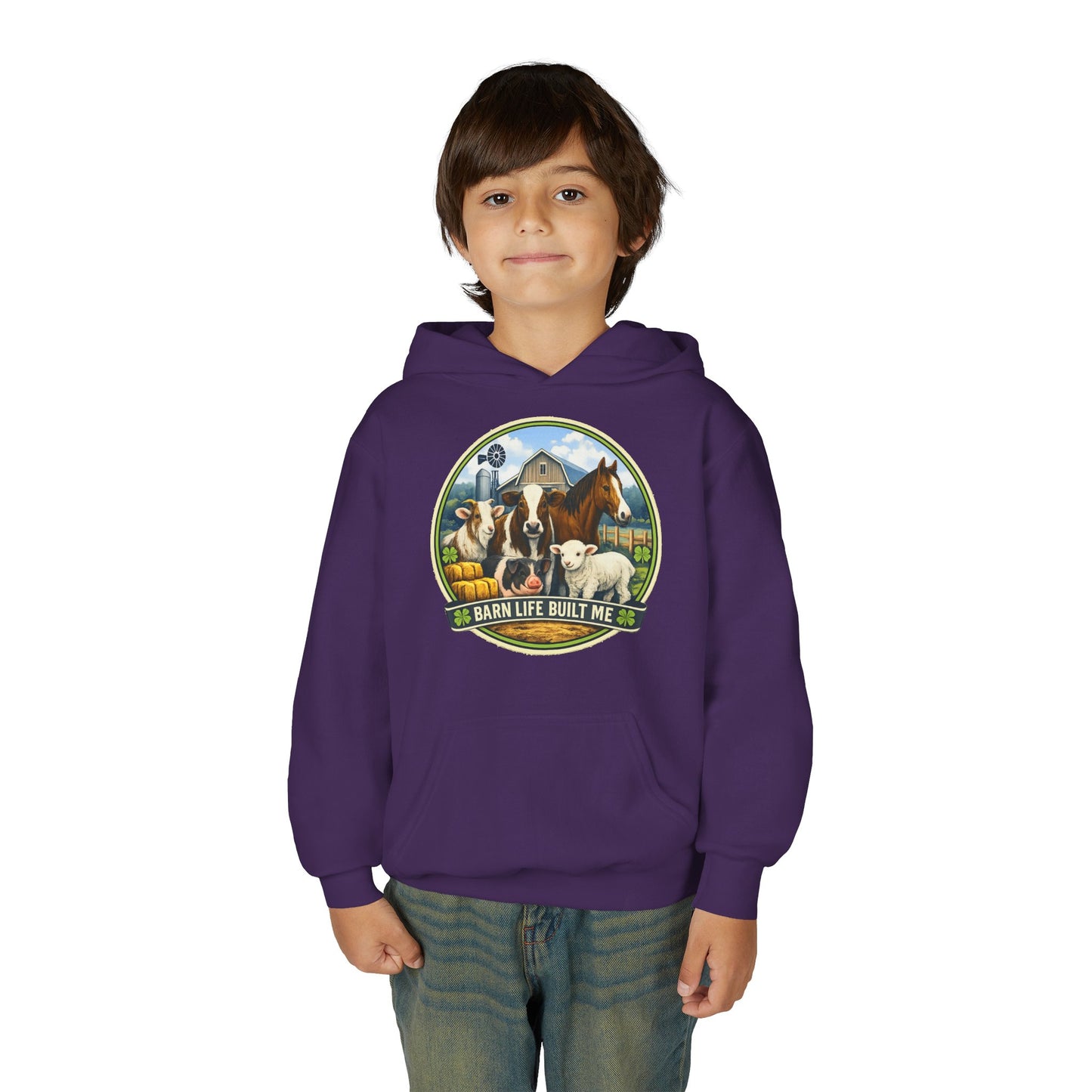 BARN LIFE BUILT ME - Large Animals - Youth Hoodie