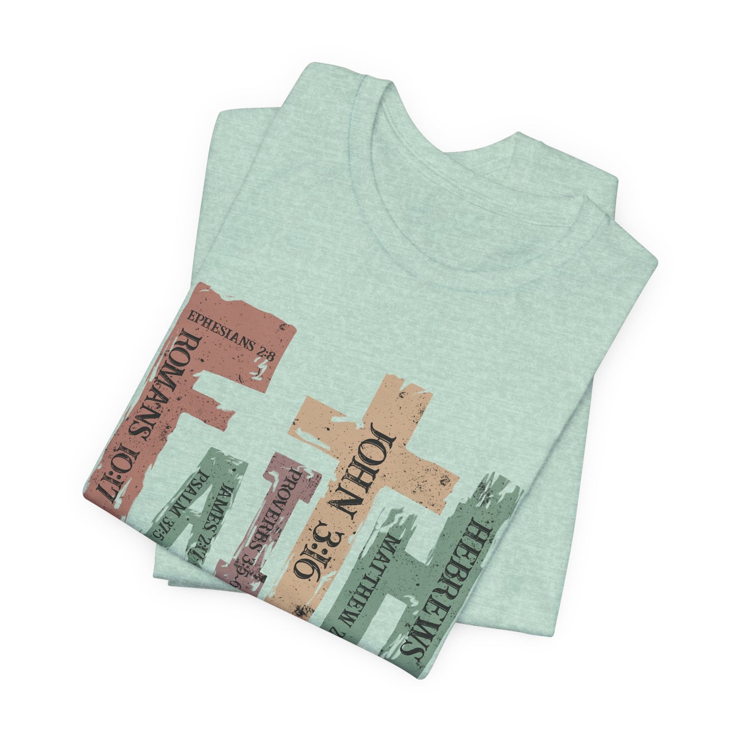 Faith Graphic Tee — "John 3:16" Rustic Cross Bible Verse T‑Shirt (Bella & Canvas)