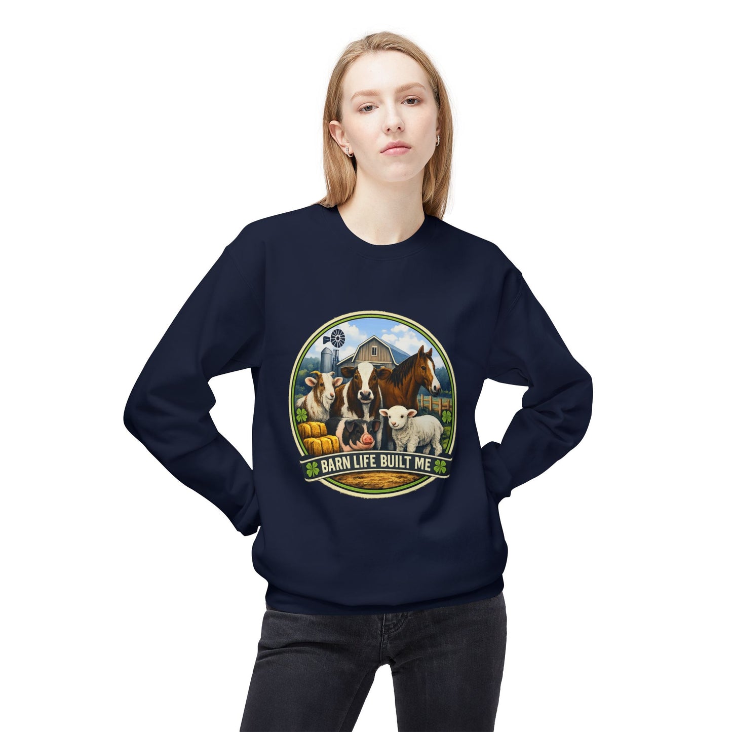 BARN LIFE BUILT ME - Large Animals - Crewneck Sweatshirt