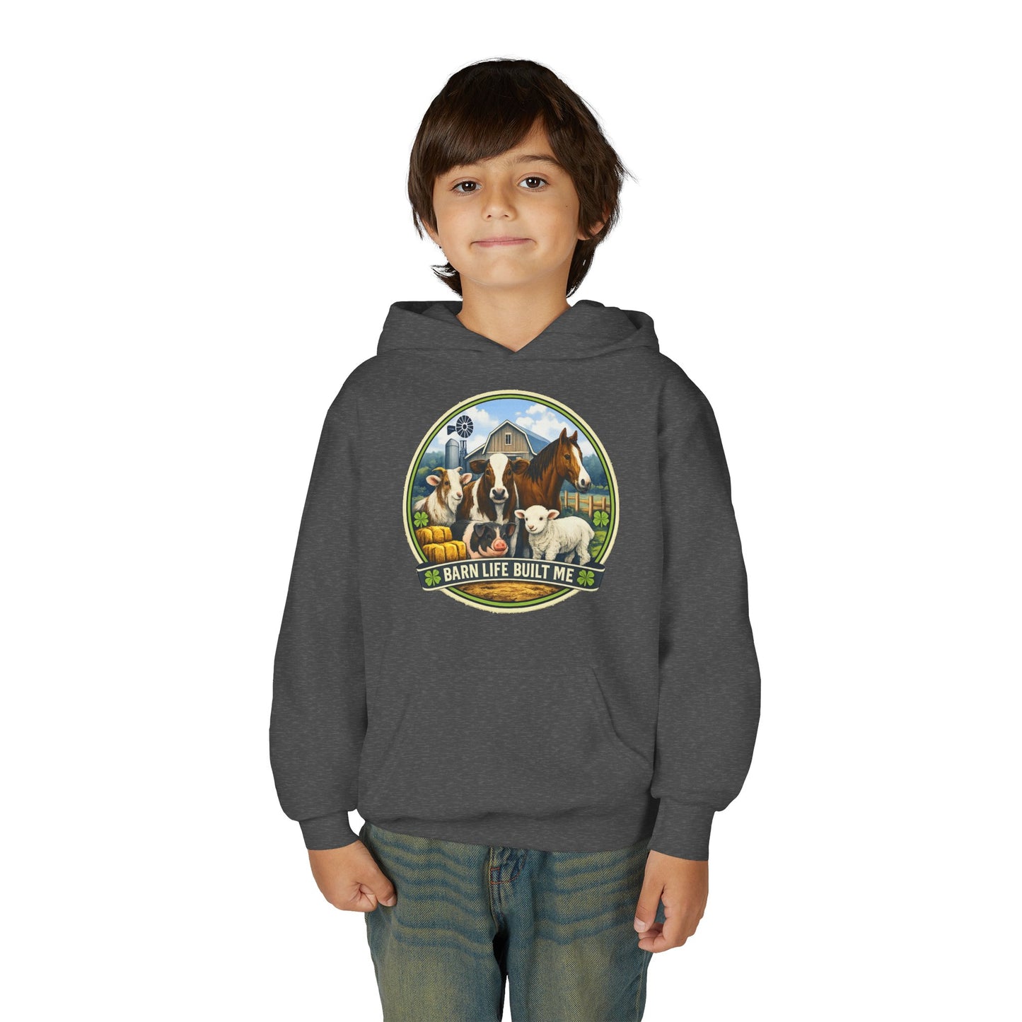 BARN LIFE BUILT ME - Large Animals - Youth Hoodie
