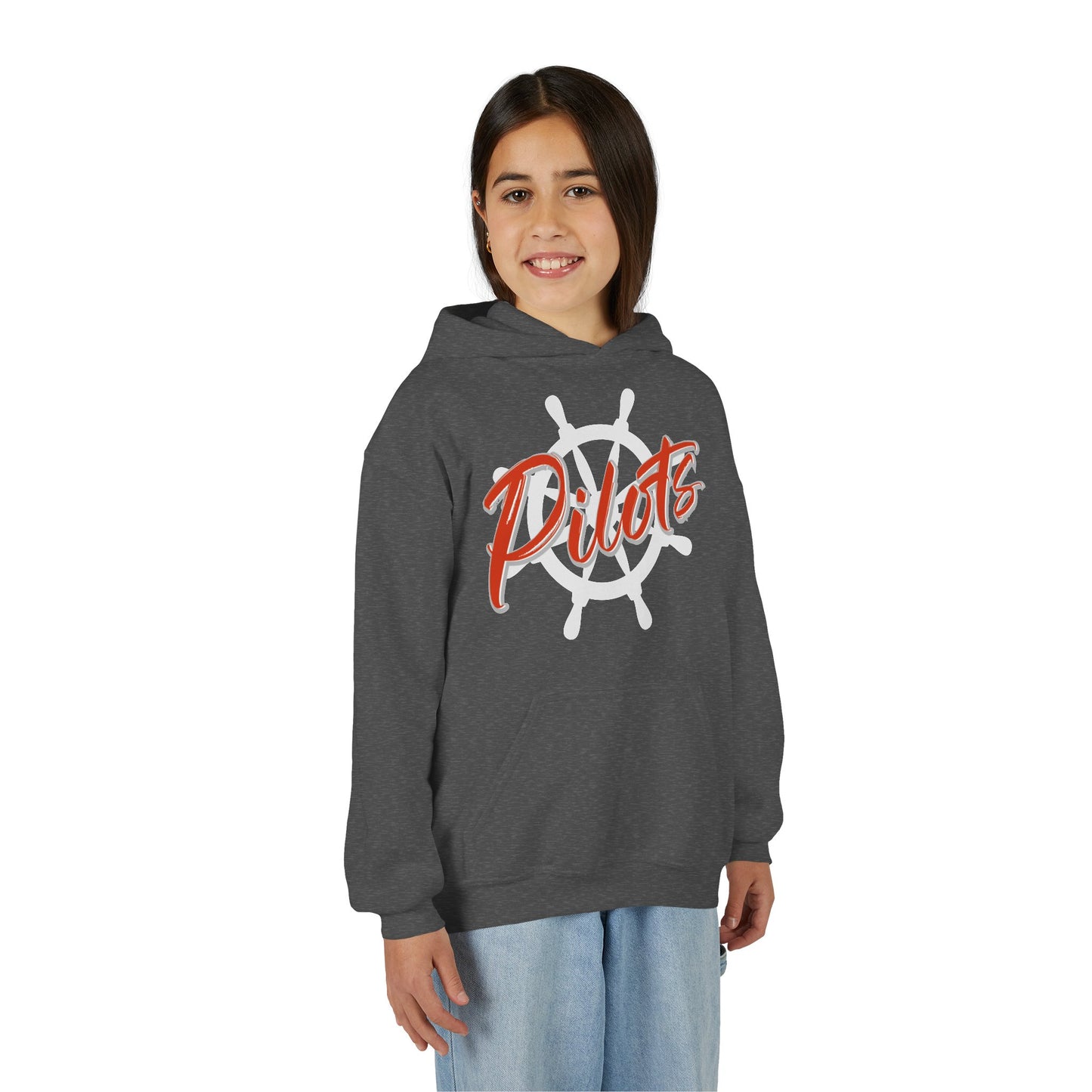 Pilots Nautical Wheel Youth Hoodie