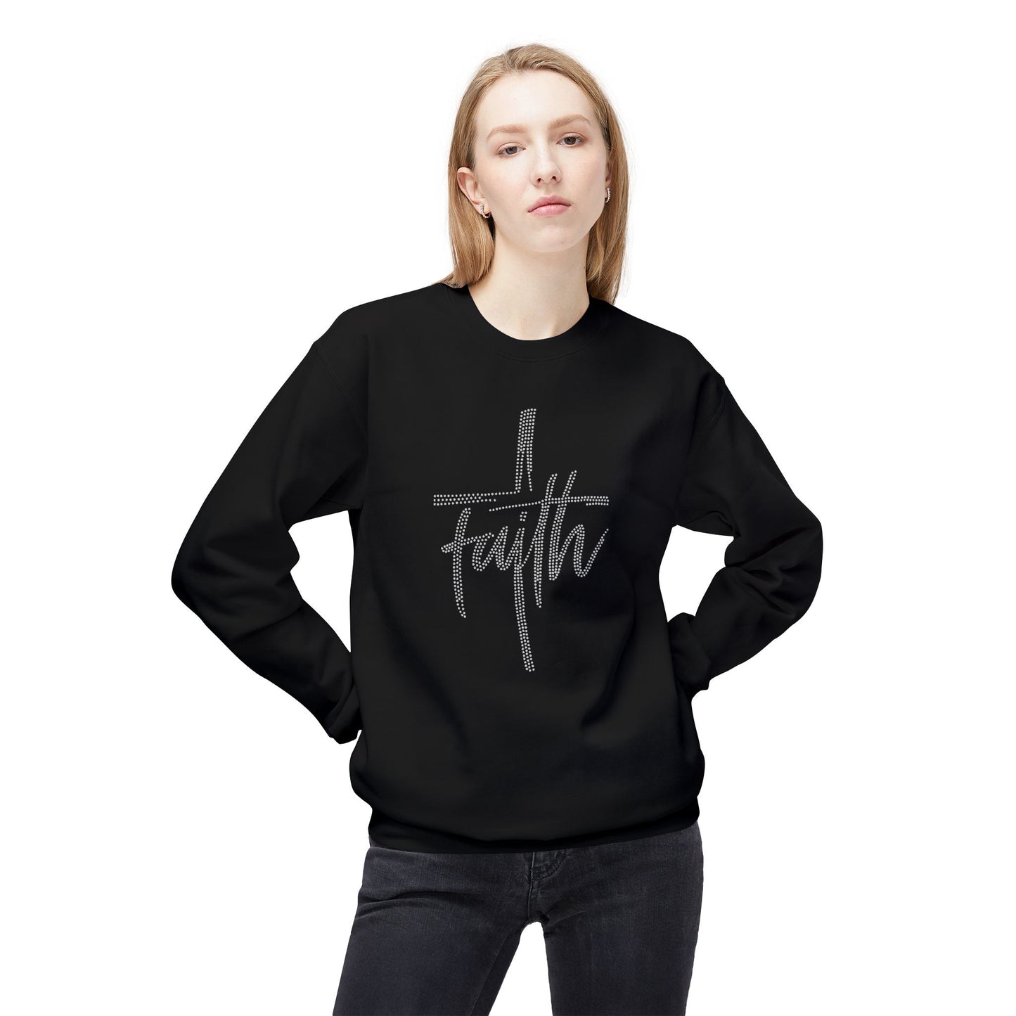 Faith Cross Crewneck Sweatshirt — Rhinestones