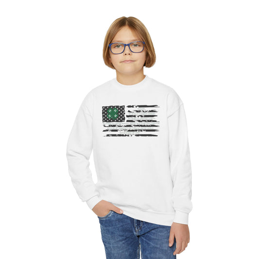 4-H PLEDGE American Flag - Youth Crewneck Sweatshirt