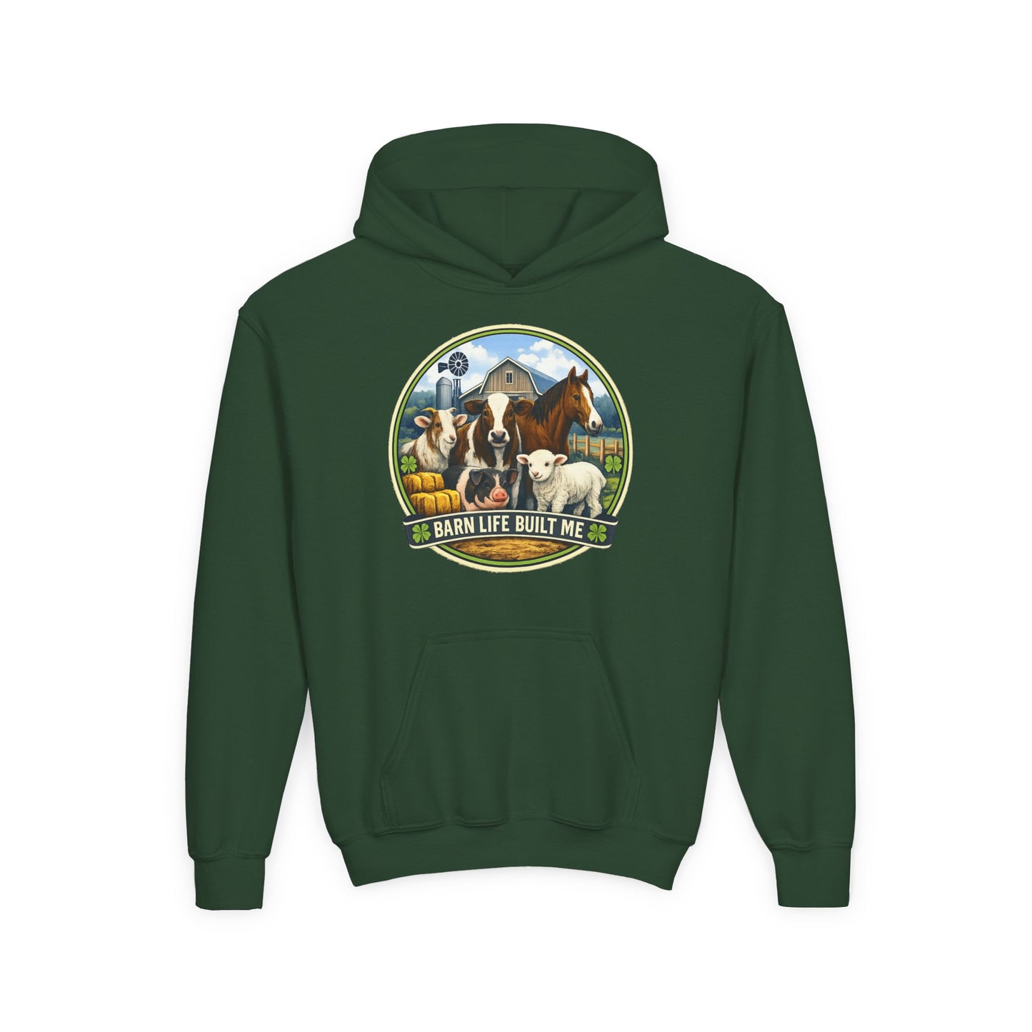 BARN LIFE BUILT ME - Large Animals - Youth Hoodie