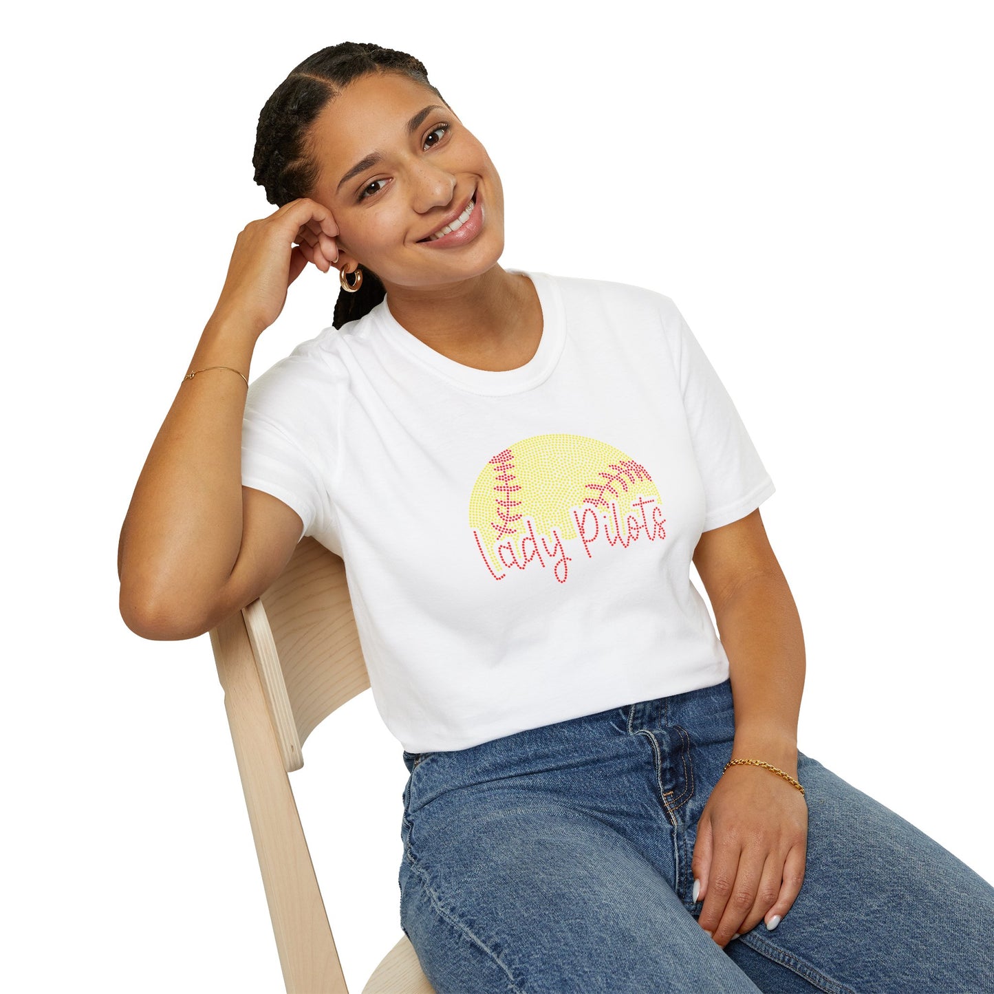 Lady Pilots Softball Unisex T-Shirt — Rhinestones