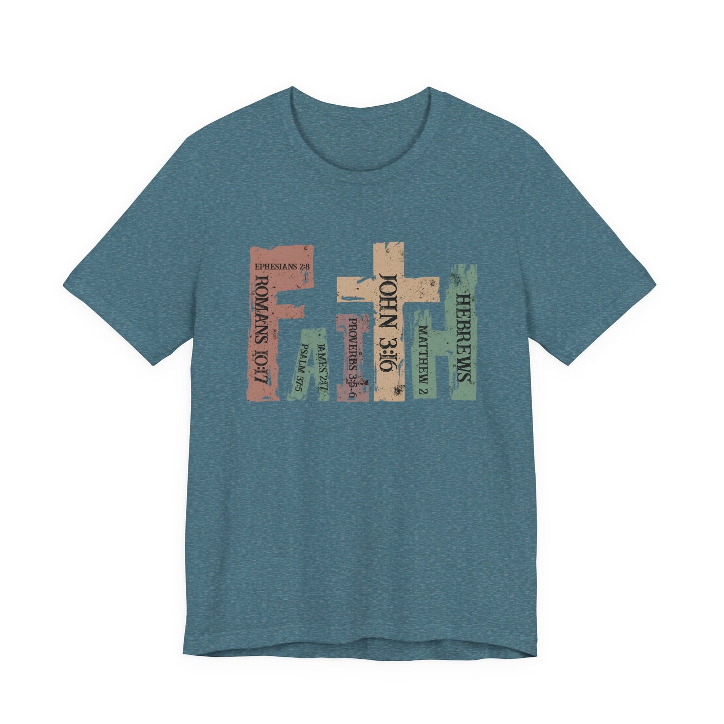 Faith Graphic Tee — "John 3:16" Rustic Cross Bible Verse T‑Shirt (Bella & Canvas)