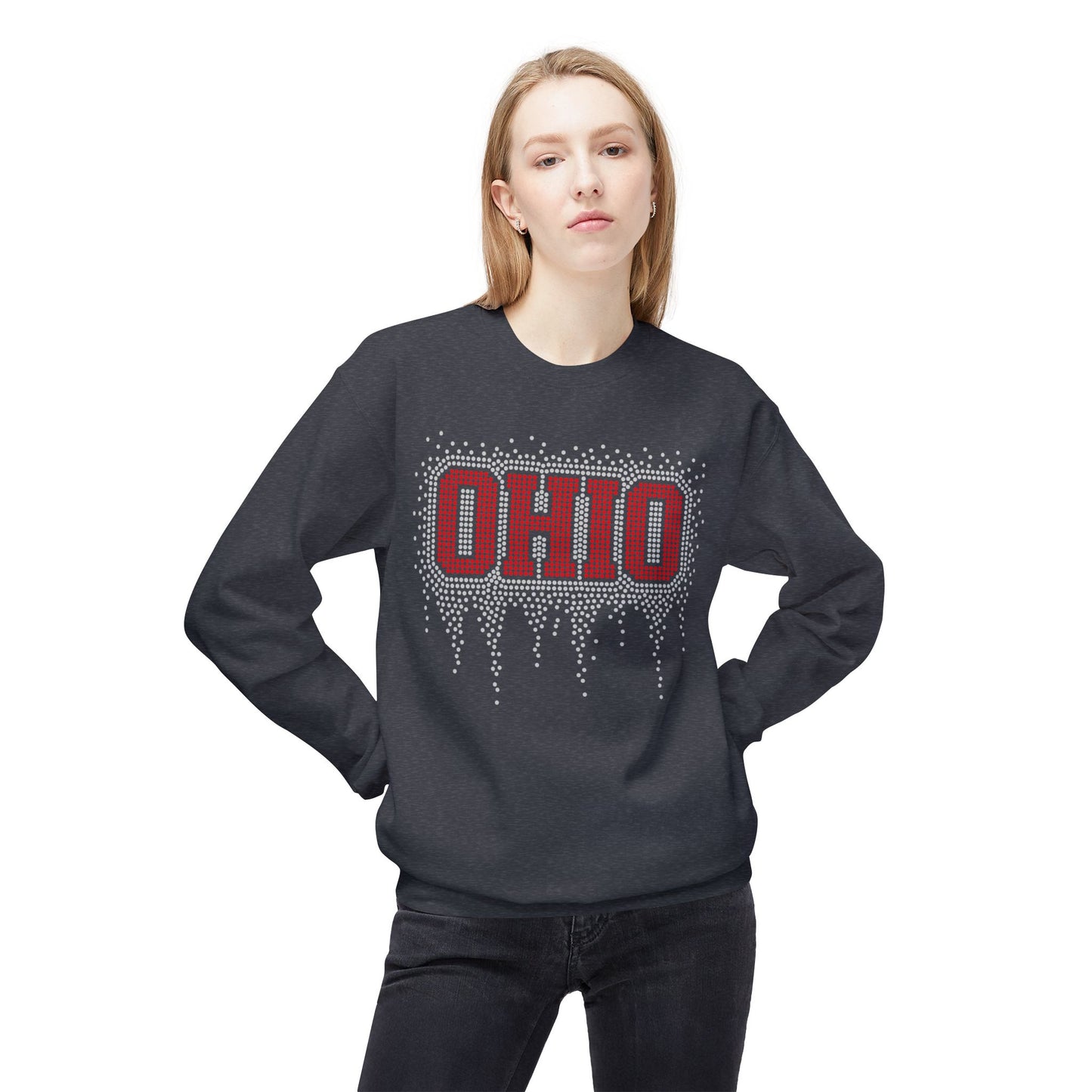 Ohio Rhinestone Block Crewneck Sweatshirt