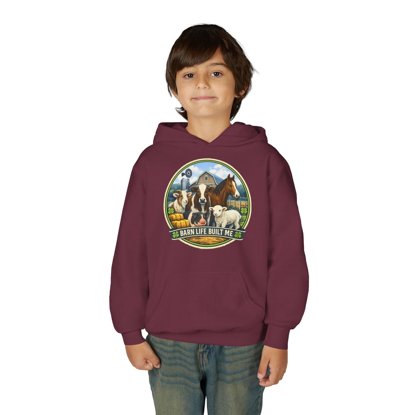 BARN LIFE BUILT ME - Large Animals - Youth Hoodie