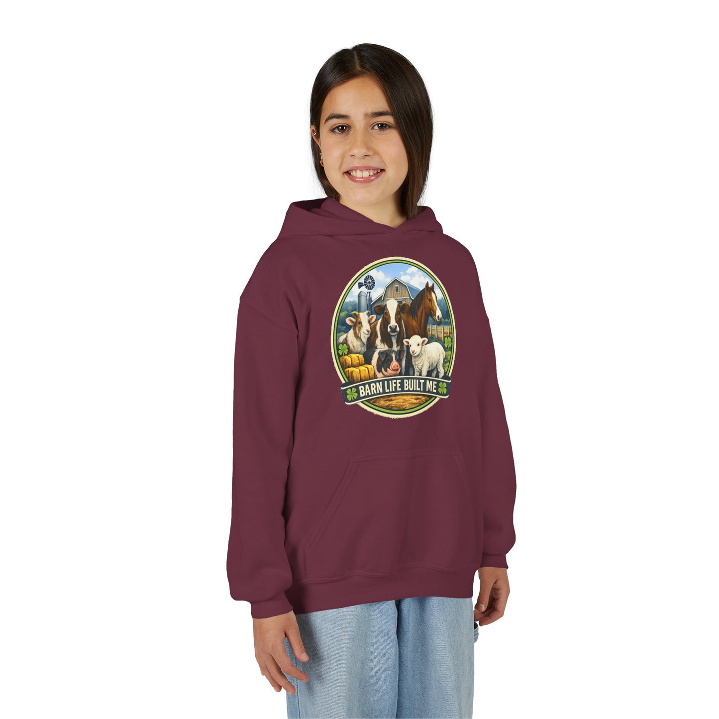 BARN LIFE BUILT ME - Large Animals - Youth Hoodie