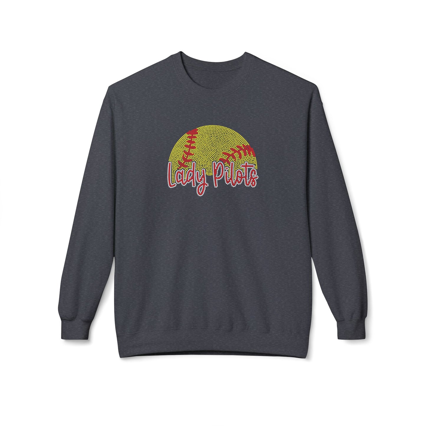 Lady Pilots Softball Crewneck Sweatshirt - Rhinestones