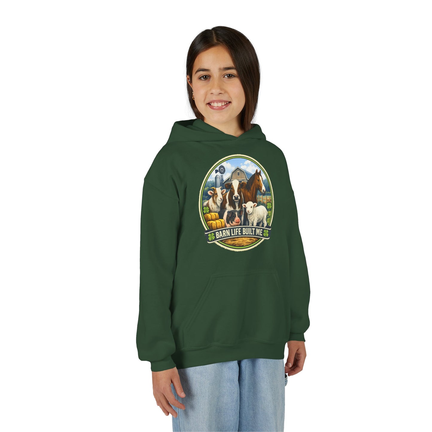 BARN LIFE BUILT ME - Large Animals - Youth Hoodie