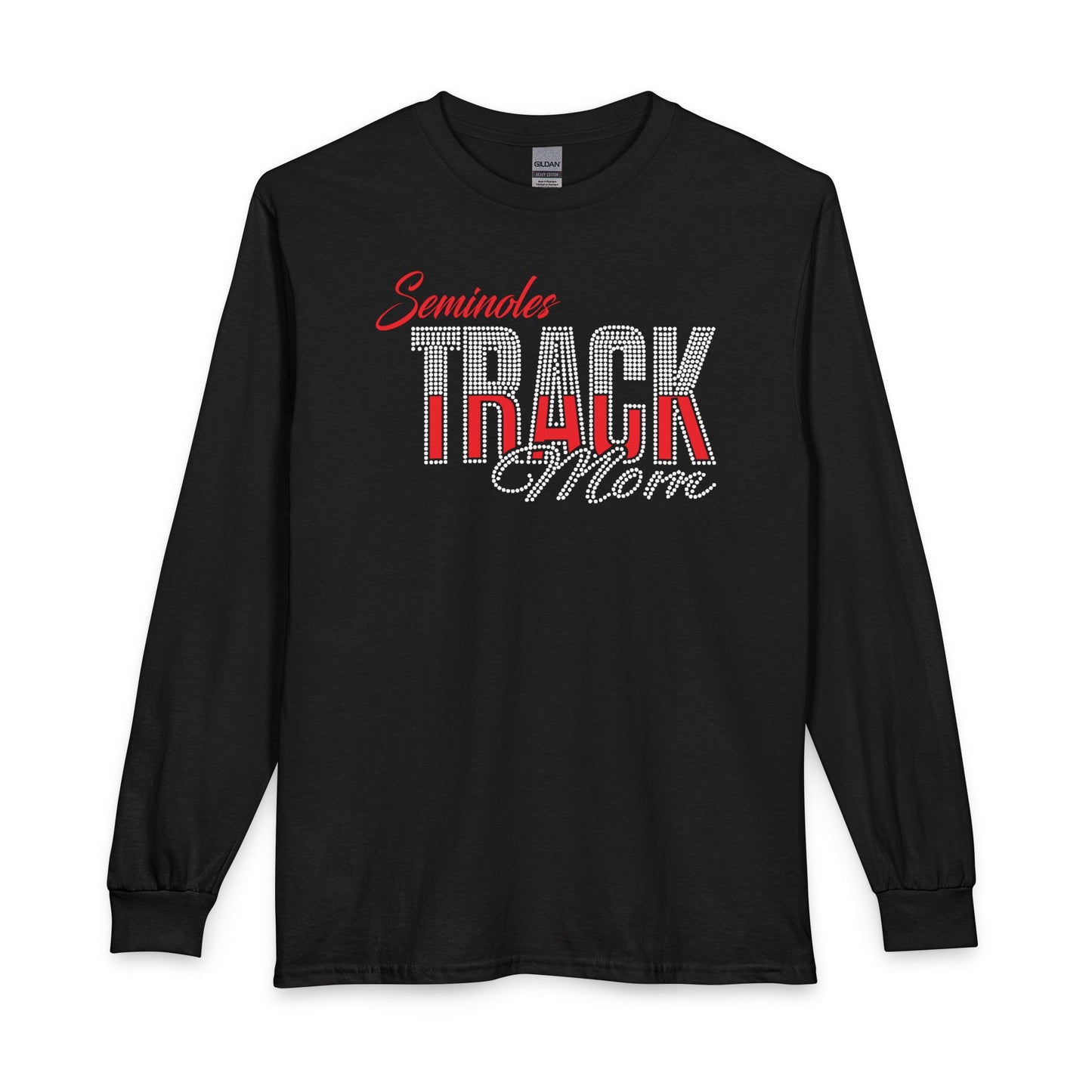 Seminoles Track Mom Long Sleeve Tee - Clear Rhinestones & Glitter Vinyl