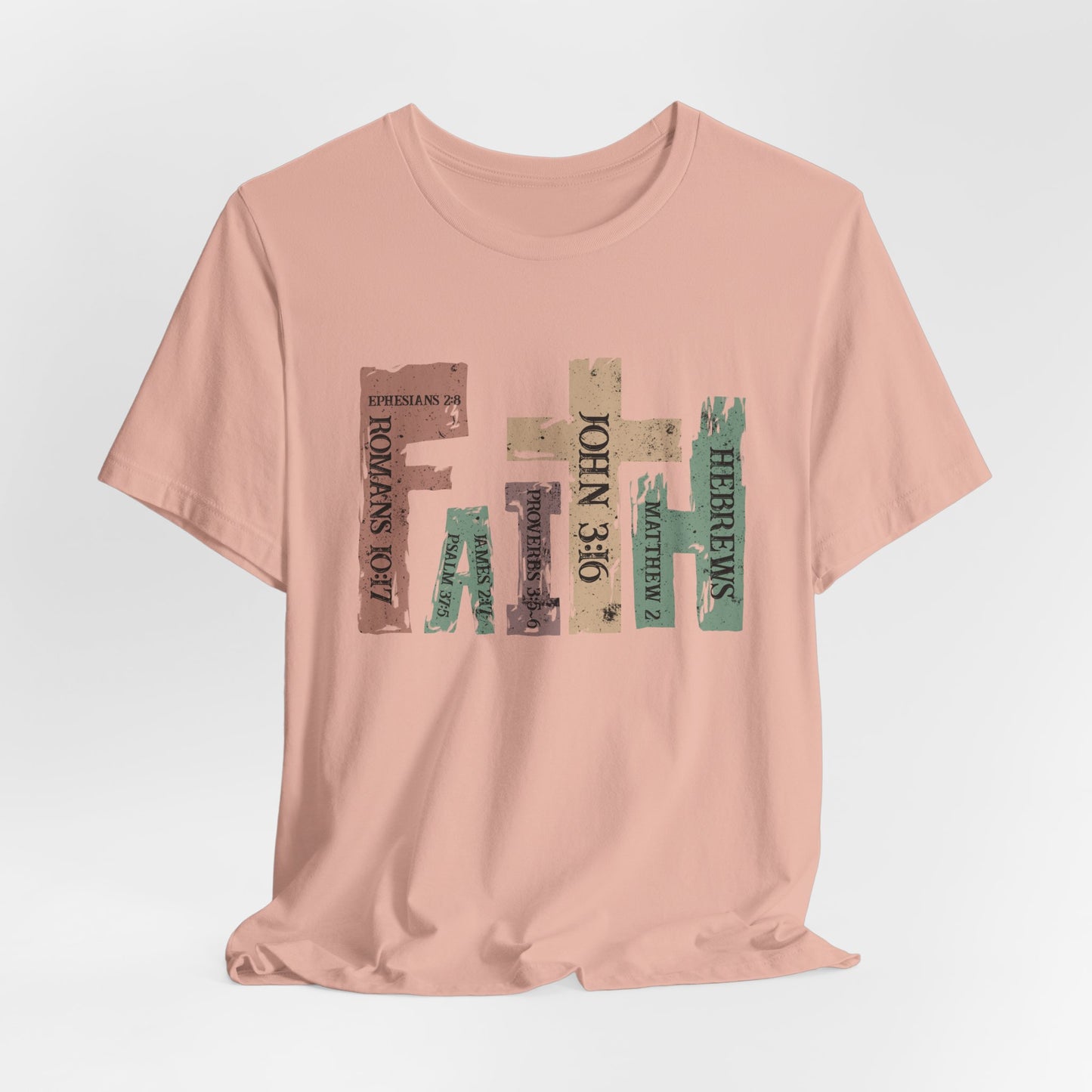 Faith Graphic Tee — "John 3:16" Rustic Cross Bible Verse T‑Shirt (Bella & Canvas)