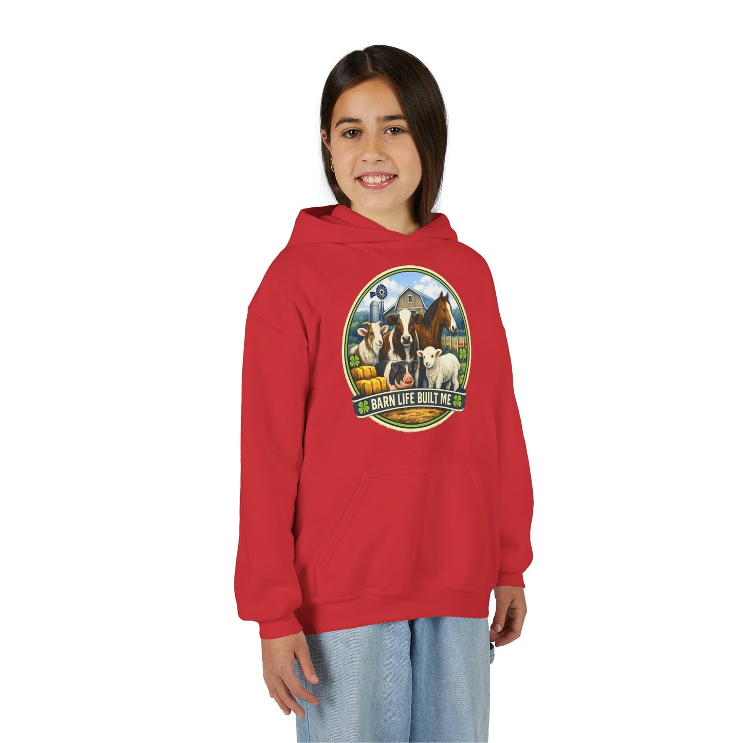 BARN LIFE BUILT ME - Large Animals - Youth Hoodie