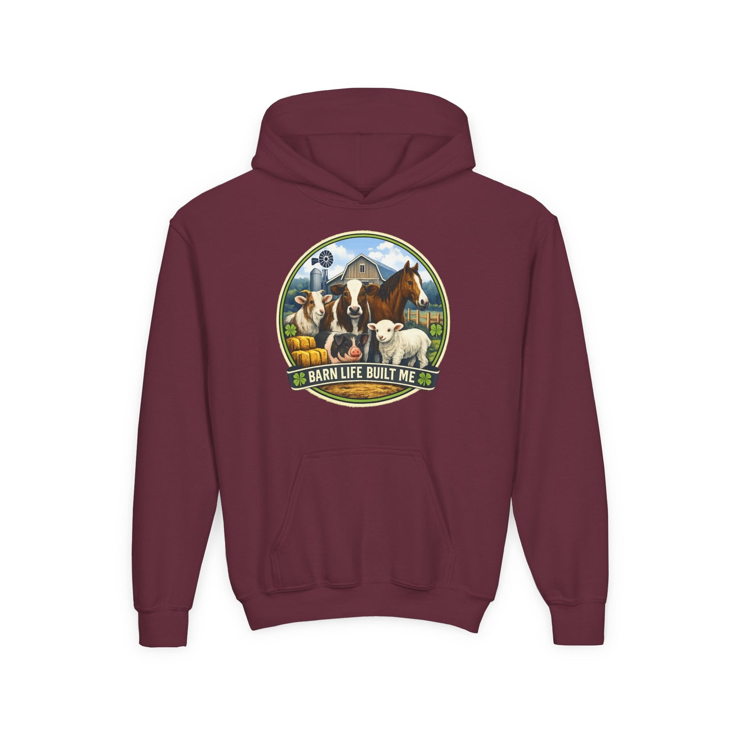BARN LIFE BUILT ME - Large Animals - Youth Hoodie