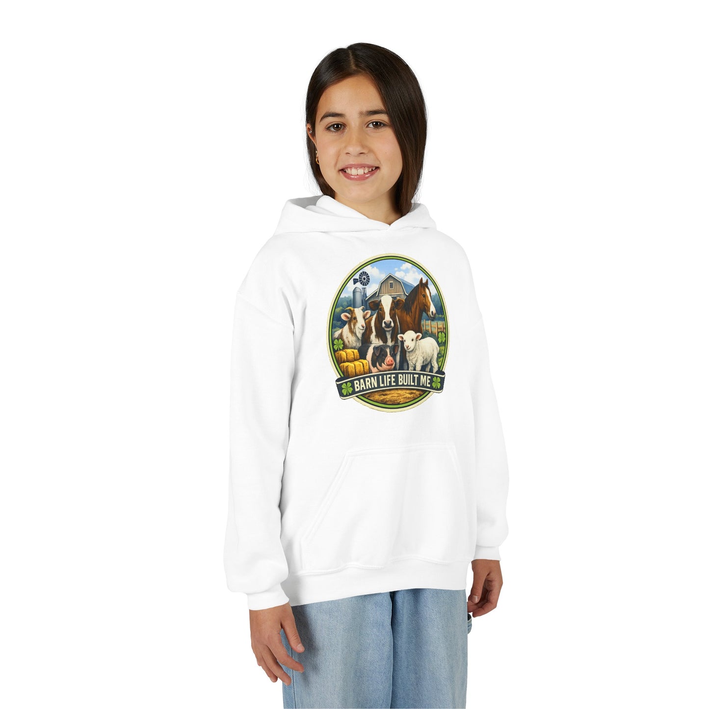 BARN LIFE BUILT ME - Large Animals - Youth Hoodie