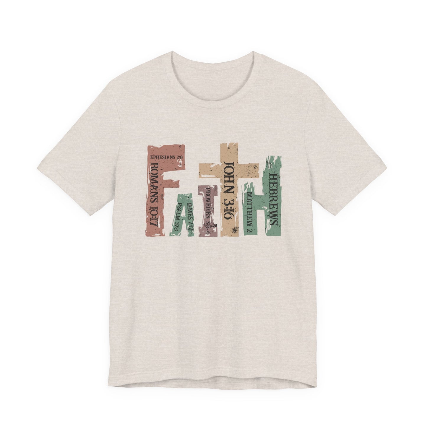 Faith Graphic Tee — "John 3:16" Rustic Cross Bible Verse T‑Shirt (Bella & Canvas)