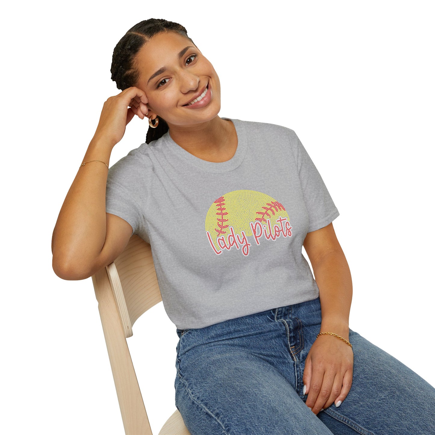 Lady Pilots Softball Unisex T-Shirt — Rhinestones