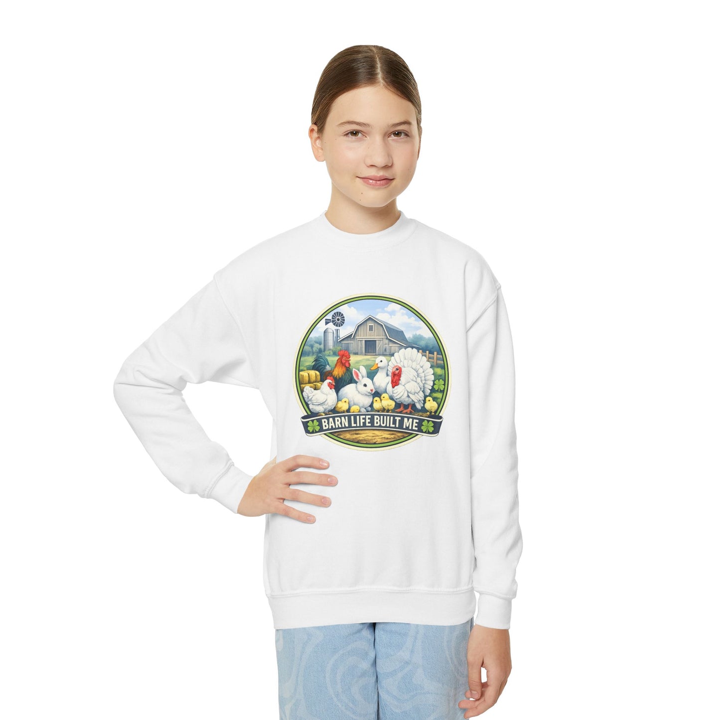 BARN LIFE BUILT ME - Small Animals - Youth Crewneck Sweatshirt