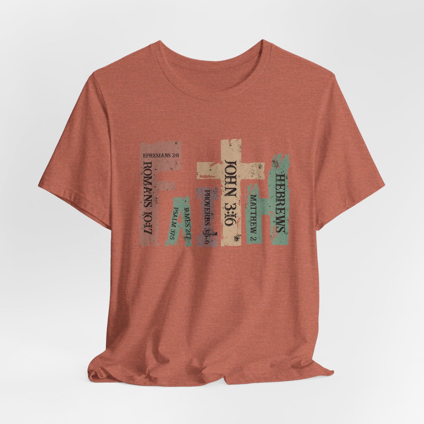 Faith Graphic Tee — "John 3:16" Rustic Cross Bible Verse T‑Shirt (Bella & Canvas)