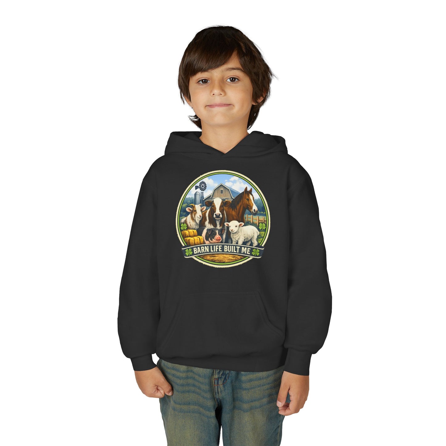 BARN LIFE BUILT ME - Large Animals - Youth Hoodie