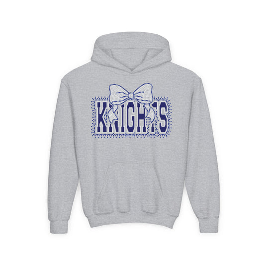 Knights Bow Youth Hoodie — Rhinestones/Glitter Vinyl