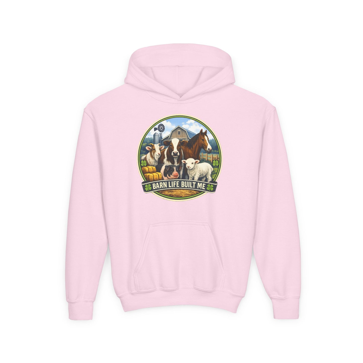 BARN LIFE BUILT ME - Large Animals - Youth Hoodie