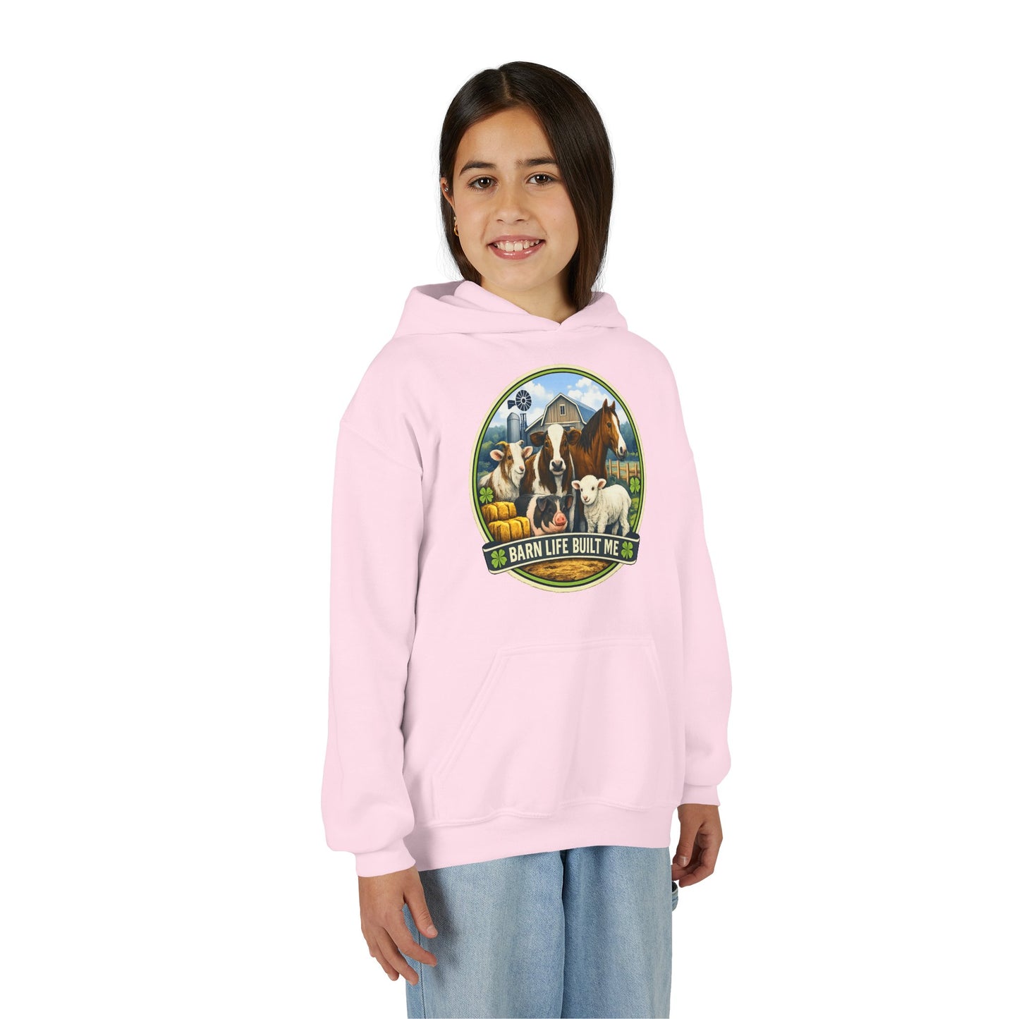 BARN LIFE BUILT ME - Large Animals - Youth Hoodie