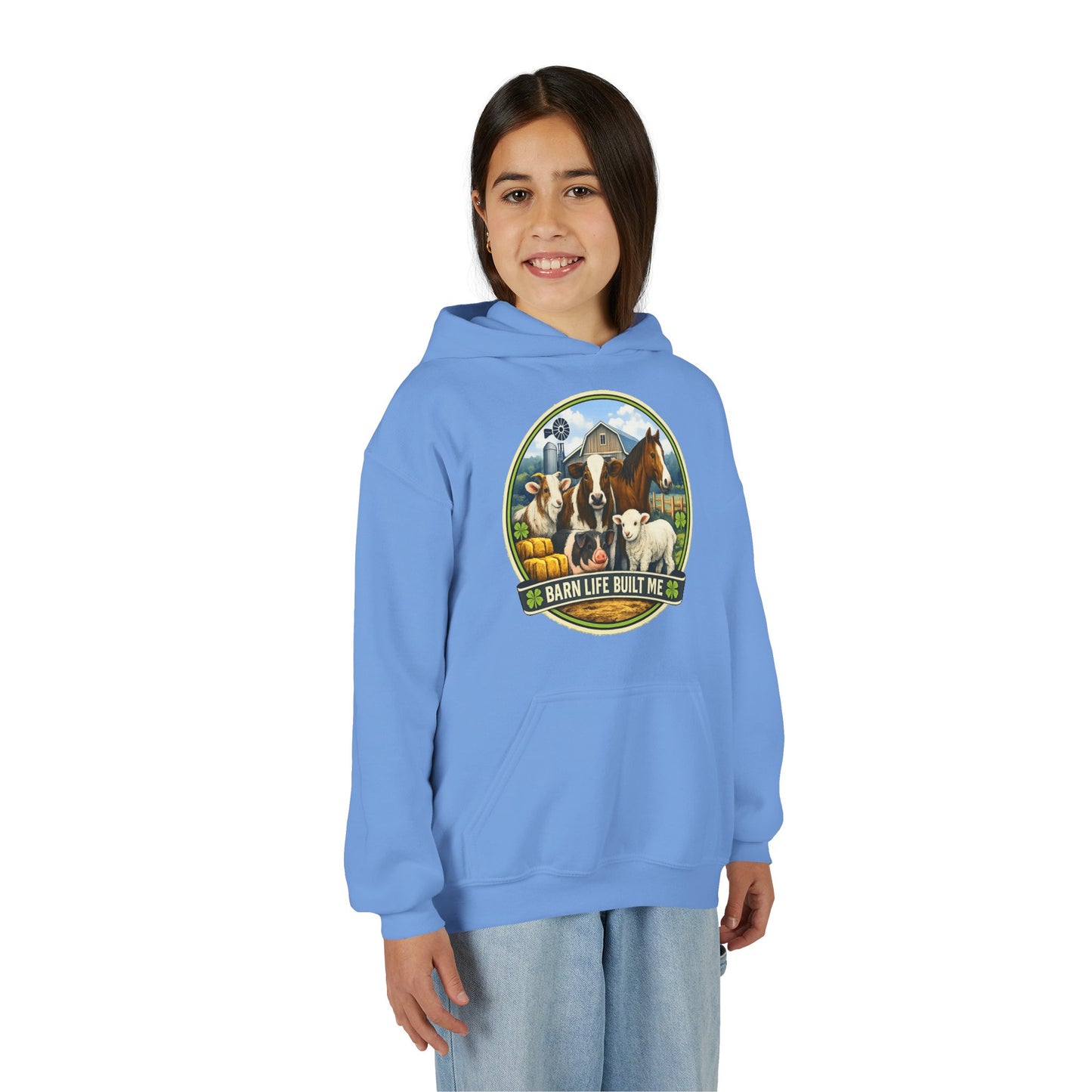 BARN LIFE BUILT ME - Large Animals - Youth Hoodie