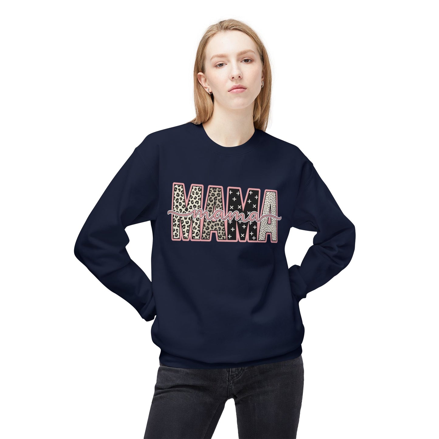 MAMA Leopard Floral Crewneck Sweatshirt